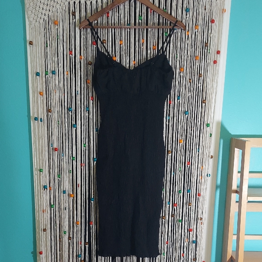 J. Crew Smocked Tie-front Linen Midi Dress - Picture 3 of 4